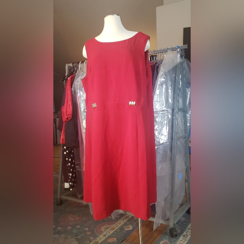 NWOT Tahari ASL Sleeveless Fit & Flare Dress, Red ( Plus Size 20W )
